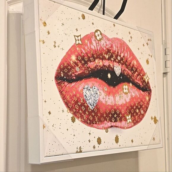 Madeline Blake Luxury Lips Wood Framed Canvas Wall Decor - Picture 6 of 7